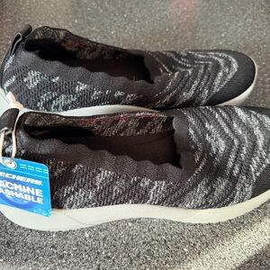 Skechers Women's Charcoal and Light Gray Knit Sneakers